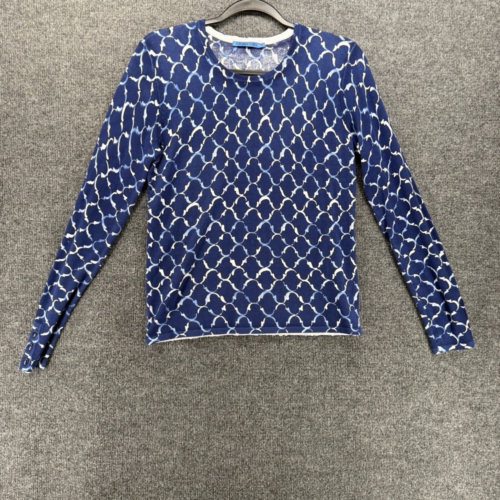 J Mclaughlin Sweater Womens XS Blue Pullover Long Sleeve Casual Old Money Preppy